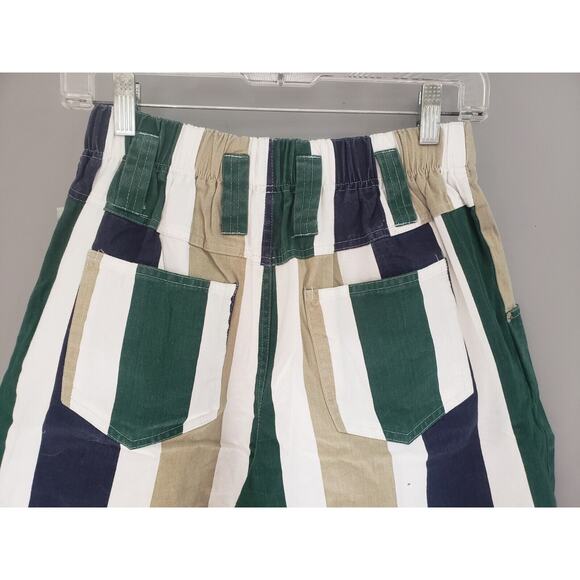 NEW 80s Vintage High Rise 100% Cotton‎ Striped Mom Shorts Medium Stretch Waist - Picture 7 of 7